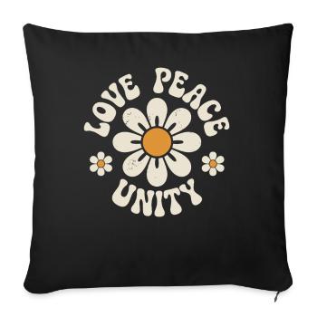 Love Peace Unity Retro Flowers - Sofa pillowcase 17,3'' x 17,3'' (45 x 45 cm) - black - Front