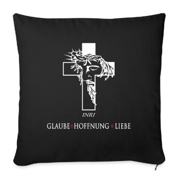 Jésus avec la couronne d’épines - Housse de coussin décorative 45 x 45 cm - noir - Devant