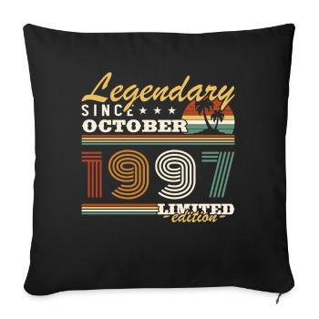 October 1997 Vinatge Retro Birthday Gift - Sofa pillowcase 17,3'' x 17,3'' (45 x 45 cm) - black - Front