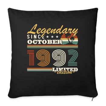 October 1992 Vinatge Retro Birthday Gift - Sofa pillowcase 17,3'' x 17,3'' (45 x 45 cm) - black - Front