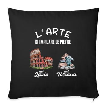 Humour italien L’art d’empiler des pierres - Housse de coussin décorative 45 x 45 cm - noir - Devant