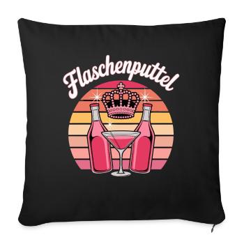  Flaschenputtel Party Queen Sekt Prosecco Cocktail - Sofakissenbezug 45 x 45 cm - Schwarz - Vorne