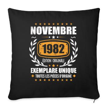 November 1982 Original Edition Vintage November - Sofa pillowcase 17,3'' x 17,3'' (45 x 45 cm) - black - Front