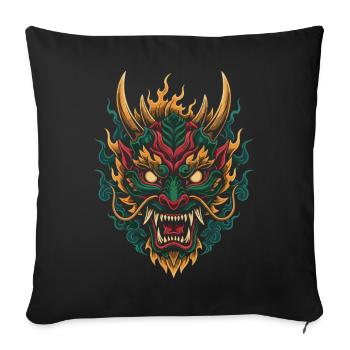 Masque de Dragon Ardent | Bête de flamme mythique - Housse de coussin décorative 45 x 45 cm - noir - Devant