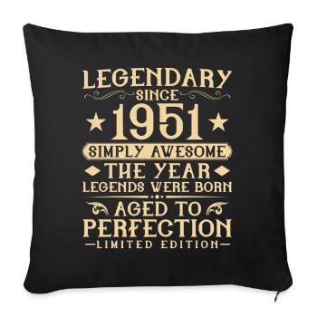 75ème Anniversaire Vintage Vintage 1951 Cadeau - Housse de coussin décorative 45 x 45 cm - noir - Devant