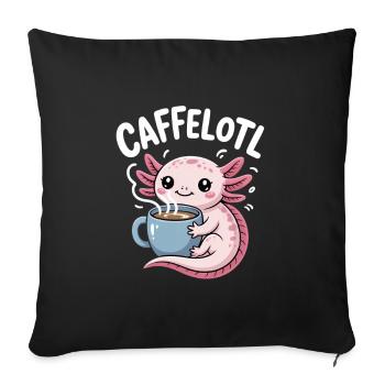 Caffelotl Axolotl Mit Kaffee Koffein Humor - Sofakissenbezug 45 x 45 cm - Schwarz - Vorne