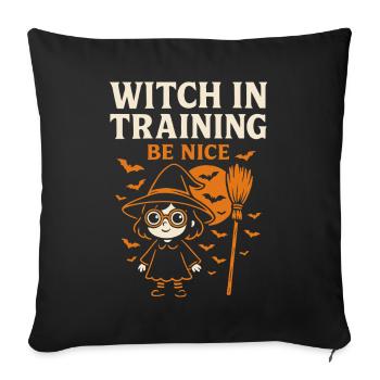 Sorcière en formation Be Nice Costume d’Halloween - Housse de coussin décorative 45 x 45 cm - noir - Devant