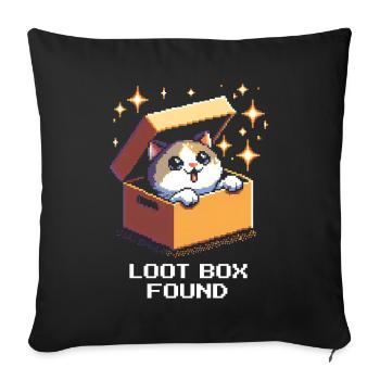 Boîte à butin trouvée | Humour de Cat Gaming - Housse de coussin décorative 45 x 45 cm - noir - Devant