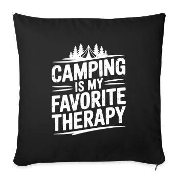 Camping Is My Favorite Therapy - Sofa pillowcase 17,3'' x 17,3'' (45 x 45 cm) - black - Front