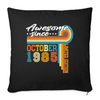 Millésime Octobre 1985 Vintage Rétro Anniversaire - Housse de coussin décorative 45 x 45 cm - noir - Devant