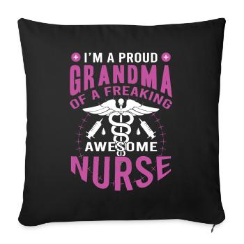 Fière mamie infirmière - Housse de coussin décorative 45 x 45 cm - noir - Devant