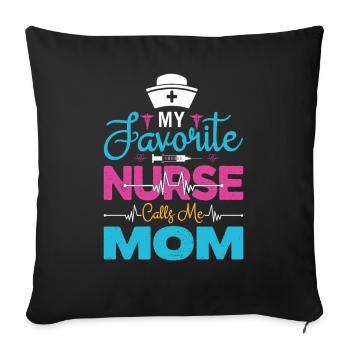 Mom Proud Nurse Mom Gifts - Sofa pillowcase 17,3'' x 17,3'' (45 x 45 cm) - black - Front