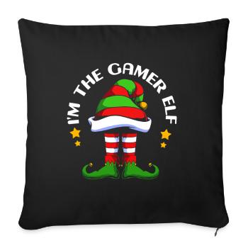 Gamer Gaming Gamer Elf Elf Cadeau de Noël - Housse de coussin décorative 45 x 45 cm - noir - Devant