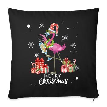 Flamingo à Noël. Cadeau de Noël - Housse de coussin décorative 45 x 45 cm - noir - Devant