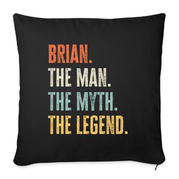Brian Man Myth Legend Retro Design Geschenk Name - Sofakissenbezug 45 x 45 cm - Schwarz - Vorne