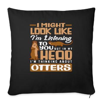 Thinking About Otter Sea Otter Cartoon - Sofa pillowcase 17,3'' x 17,3'' (45 x 45 cm) - black - Front