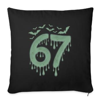 Bave verte : 67 avec les chauves-souris - Housse de coussin décorative 45 x 45 cm - noir - Devant