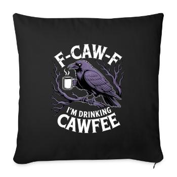 F-CAW-F Café Jeu de mots Motif Corbeau - Housse de coussin décorative 45 x 45 cm - noir - Devant