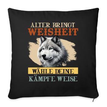 Wolf Spirit ALTER BRINGT WEISHEIT Lustiges - Housse de coussin décorative 45 x 45 cm - noir - Devant