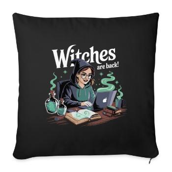 Witches Are Back Laptop - Sofa pillowcase 17,3'' x 17,3'' (45 x 45 cm) - black - Front