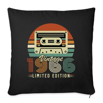 60 Ans 1966 Vintage Rétro Cadeau D'anniversaire - Housse de coussin décorative 45 x 45 cm - noir - Devant