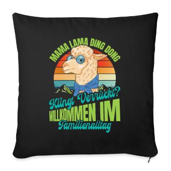 Future maman MAMA LLAMA DING DONG Drôle - Housse de coussin décorative 45 x 45 cm - noir - Devant