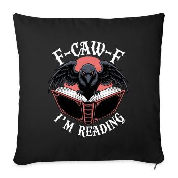 Rabe über Buch Lesen Motiv - Sofakissenbezug 45 x 45 cm - Schwarz - Vorne