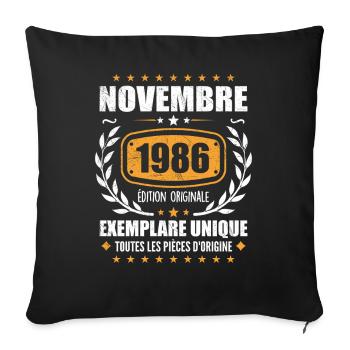 November 1986 Original Edition Vintage November - Sofa pillowcase 17,3'' x 17,3'' (45 x 45 cm) - black - Front