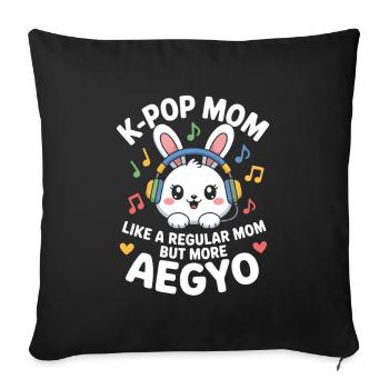 K-Pop Maman Drôle Corée Musique Aegyo - Housse de coussin décorative 45 x 45 cm - noir - Devant