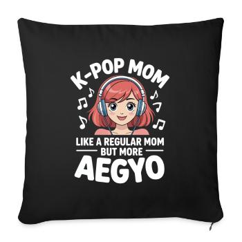 K-Pop Maman Drôle Corée Musique Aegyo - Housse de coussin décorative 45 x 45 cm - noir - Devant