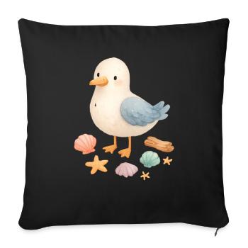 Seagull Beach Shells Maritime Coast - Sofa pillowcase 17,3'' x 17,3'' (45 x 45 cm) - black - Front