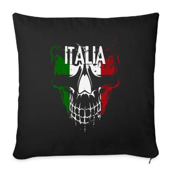Crâne avec drapeau italien, patriote italien - Housse de coussin décorative 45 x 45 cm - noir - Devant