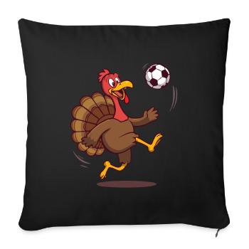 Turkey Playing Football Thanksgiving - Sofa pillowcase 17,3'' x 17,3'' (45 x 45 cm) - black - Front