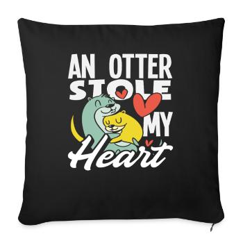 Otter Stole My Heart Sea Otter Cartoon - Sofa pillowcase 17,3'' x 17,3'' (45 x 45 cm) - black - Front