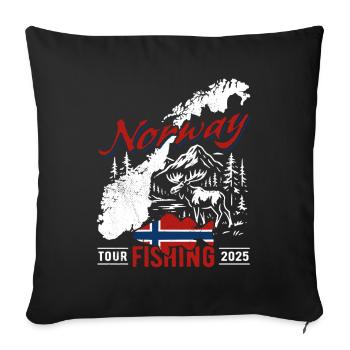 Norway Fishing Tour 2025 - Angler Gift - Sofa pillowcase 17,3'' x 17,3'' (45 x 45 cm) - black - Front