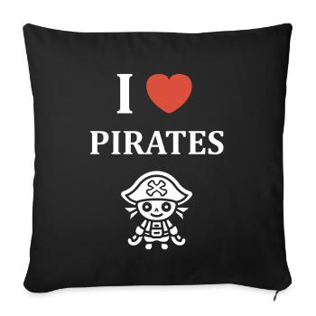 I Love Pirates Mascot - Housse de coussin décorative 45 x 45 cm - noir - Devant