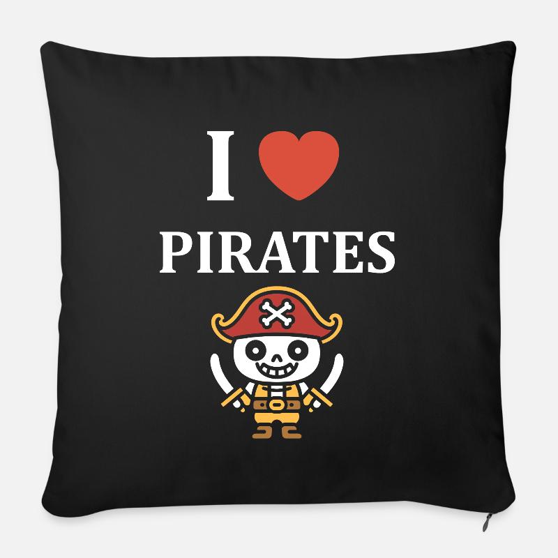 Ich mag Pirates Skeleton Pirate - Sofakissenbezug 45 x 45 cm - Schwarz