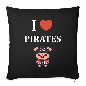J'aime pirates cochons - Housse de coussin décorative 45 x 45 cm - noir - Devant