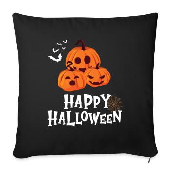 Citrouille amicale - Joyeux Halloween - Housse de coussin décorative 45 x 45 cm - noir - Devant