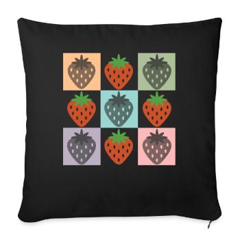 Grille de fraise pastel fraise - Housse de coussin décorative 45 x 45 cm - noir - Devant