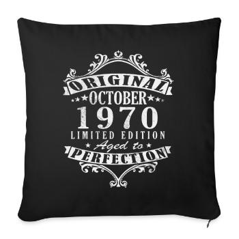 Cadeau d’anniversaire d’octobre 1970. Octobre 1970. - Housse de coussin décorative 45 x 45 cm - noir - Devant