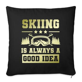Ski Skiing - Sofa pillowcase 17,3'' x 17,3'' (45 x 45 cm) - black - Front