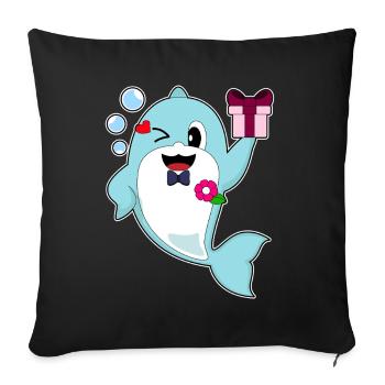 Delfin Bräutigam Fliege Hochzeit - Sofakissenbezug 45 x 45 cm - Schwarz - Vorne
