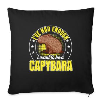 Capybara a assez de capybara - Housse de coussin décorative 45 x 45 cm - noir - Devant