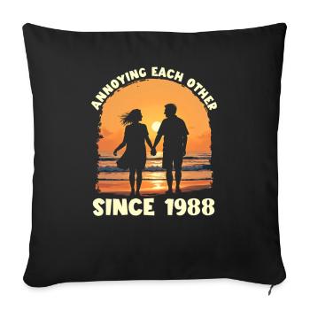 Anniversaire du harcèlement mutuel depuis 1988 - Housse de coussin décorative 45 x 45 cm - noir - Devant
