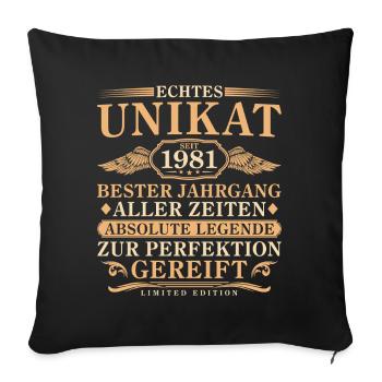 1981 Vintage Born Vintage 45 Years - Sofa pillowcase 17,3'' x 17,3'' (45 x 45 cm) - black - Front
