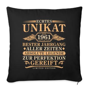 1961 Millésime Né Millésime 65 ans - Housse de coussin décorative 45 x 45 cm - noir - Devant