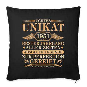 1951 Vintage Né Millésime 75 ans - Housse de coussin décorative 45 x 45 cm - noir - Devant