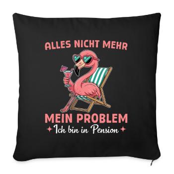 Collègue Pension Farewell - Flamant rose dans un transat - Housse de coussin décorative 45 x 45 cm - noir - Devant
