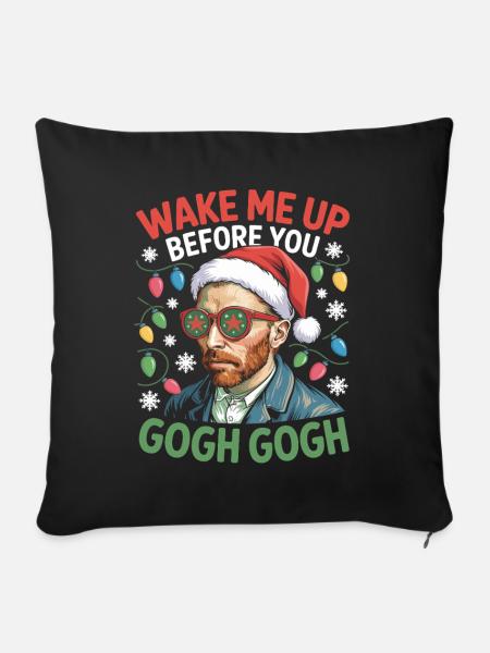 Gogh Xmas Portrait Stil mit Witz - Pudebetræk 45 x 45 cm - sort